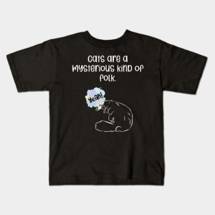 Cats are a mysterious kind of folk. Kids T-Shirt